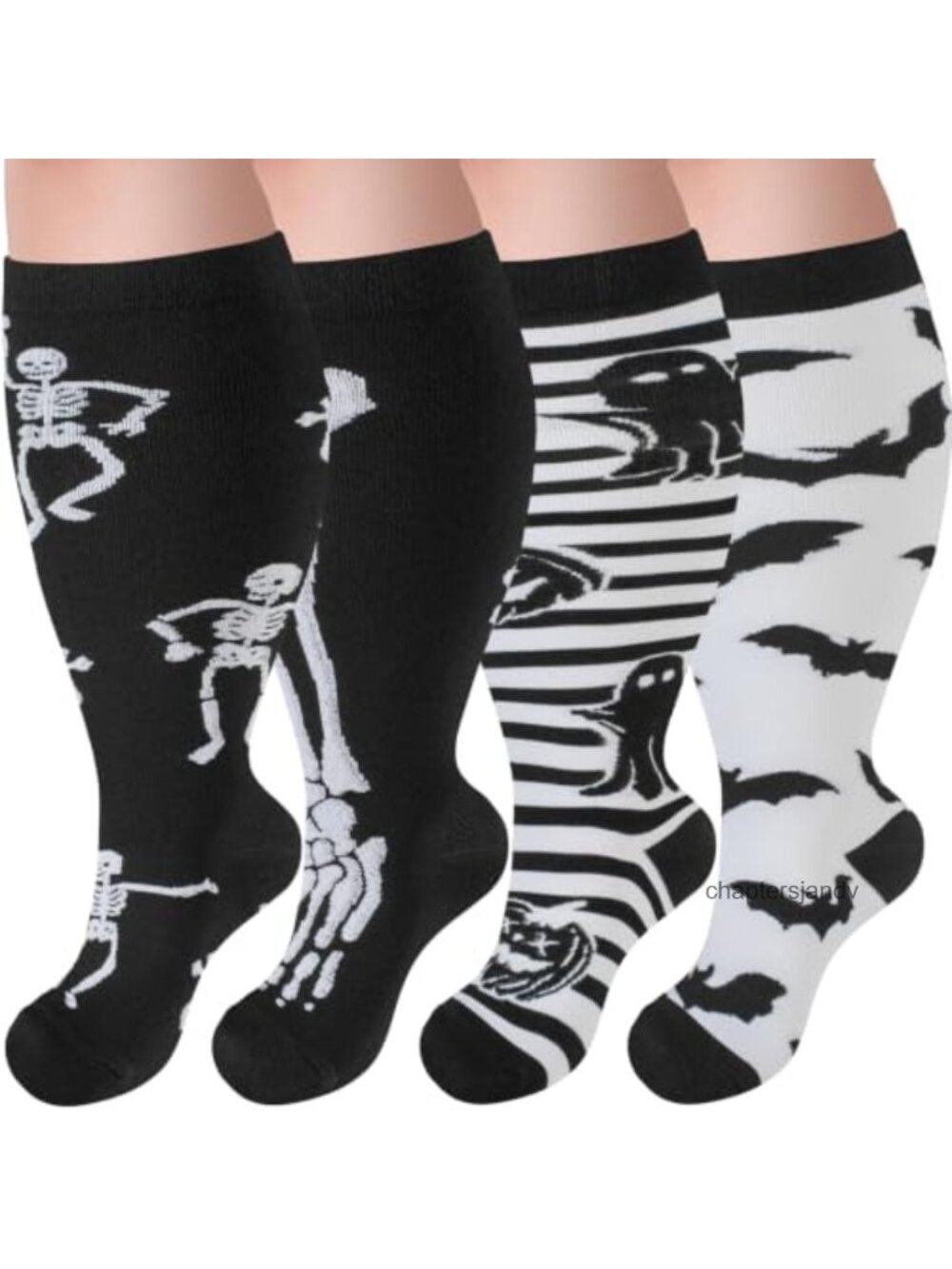 Plus Size Compression Socks Wide Calf 20-30 mmHg Knee High Nylon Support